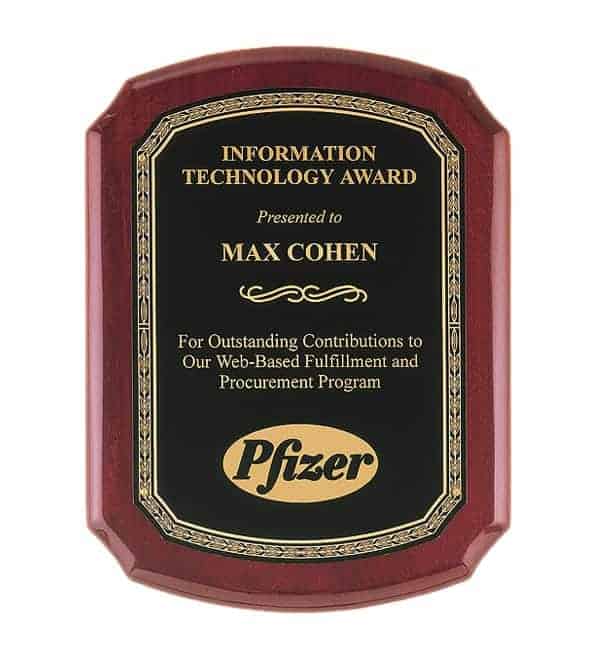 P3835-38 - P3835-38 | Rosewood Stained Plaque with Gold Leaf Design