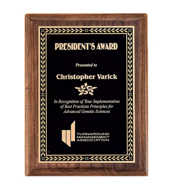 P3950-53 - P3950-53 | Walnut Stained Piano Finish Plaque with Leaf Design