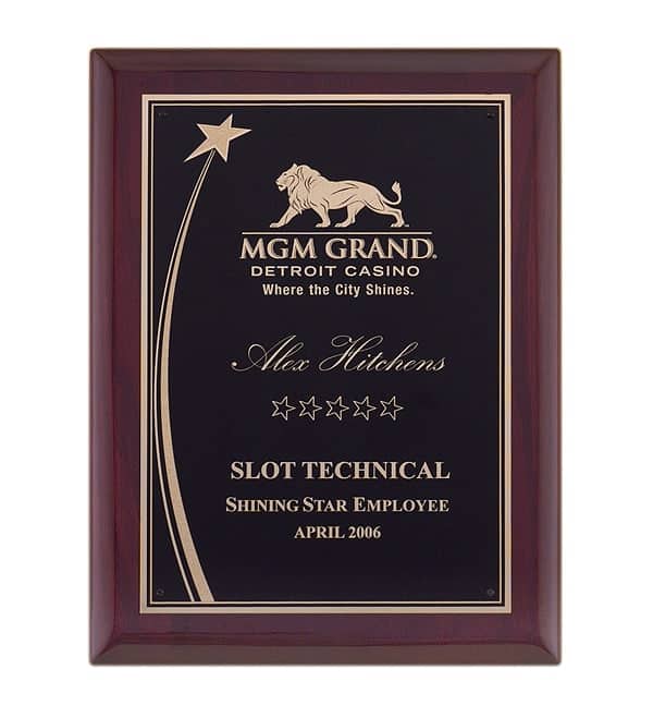 P4185-87 - P4185-87 | Rosewood Stained Piano Finish Plaque with Shooting Star