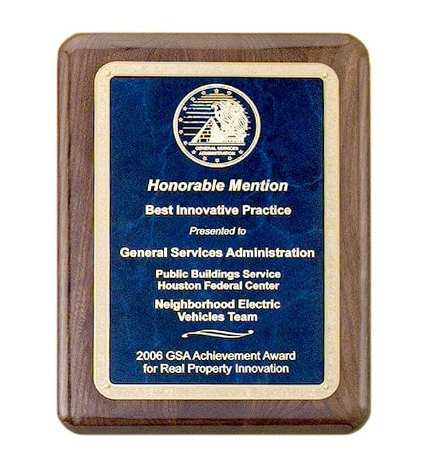 P4205-07 - P4205-07 | Walnut Stained Piano Finish Plaque with Sapphire Marble Plate