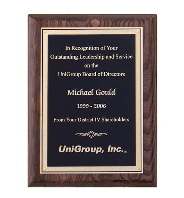 P4300-02 - P4300-02 | Walnut Stained Piano Finish Plaque with Black Textured Plate