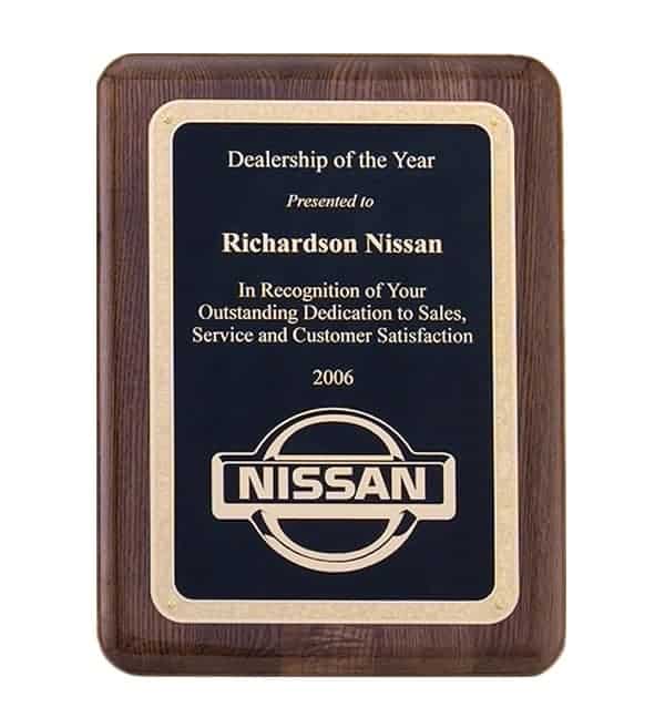 P4305-07 - P4305-07 | Walnut Stained Piano Finish Plaque with Gold Florentine Border