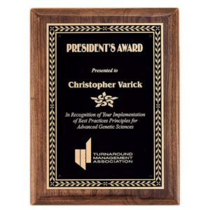 P3950-53 - P3950-53 | Walnut Stained Piano Finish Plaque with Leaf Design