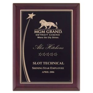 P4185-87 - P4185-87 | Rosewood Stained Piano Finish Plaque with Shooting Star