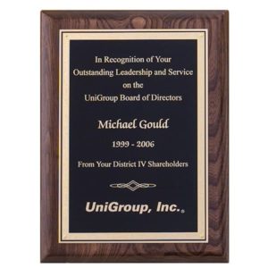 P4300-02 - P4300-02 | Walnut Stained Piano Finish Plaque with Black Textured Plate