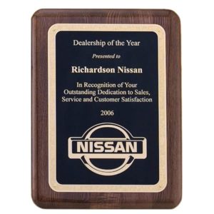 P4305-07 - P4305-07 | Walnut Stained Piano Finish Plaque with Gold Florentine Border