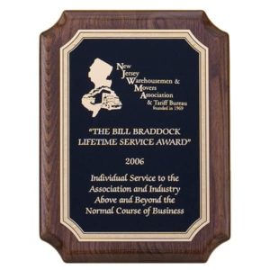 P4310-12 - P4310-12 | Walnut Stained Piano Finish Plaque with Gold Florentine Border