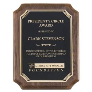 P4125-27 - P4125-27 | Walnut Stained Piano Finish Plaque with Sunburst Design